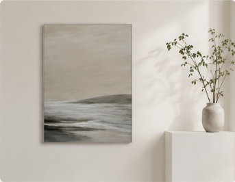 Soft Current styled in a quiet interior beside a simple ceramic vase