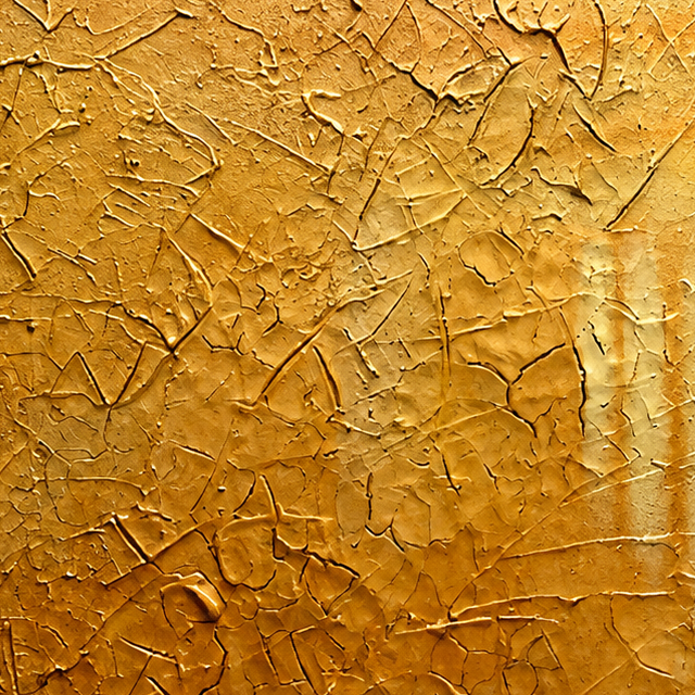Golden Terrain, a framed artwork with warm gold tones and organic texture