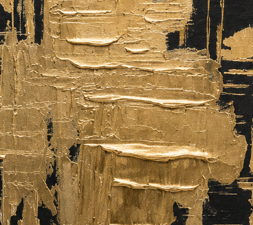 Gilded Cityscape, abstract gold and black architectural forms