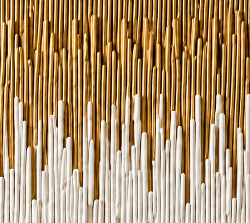 Golden Cascade, vertical layers of gold, taupe and white