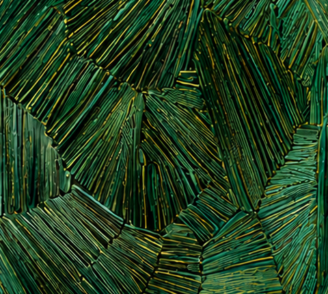Verdant Flow, layered green strokes sweeping across a framed artwork