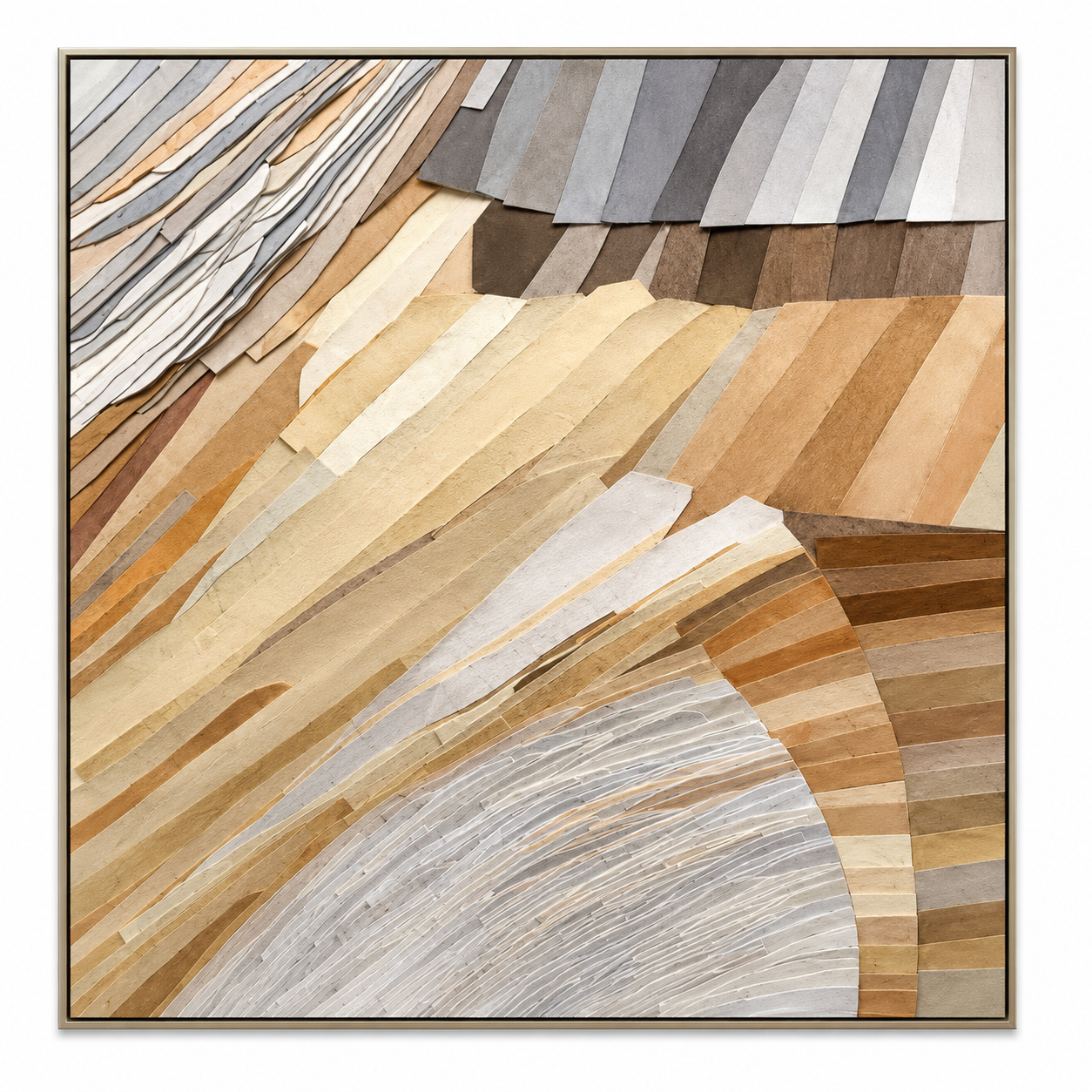Layered Earth, warm sweeping strata in beige, brown and grey