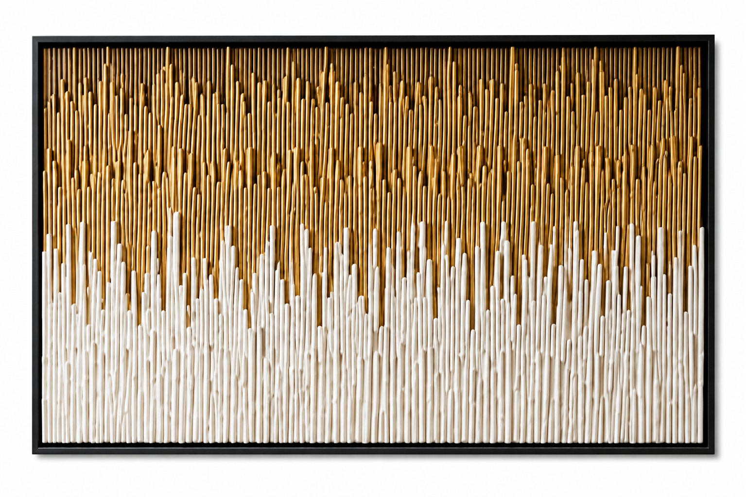 Golden Cascade, vertical layers of gold, taupe and white