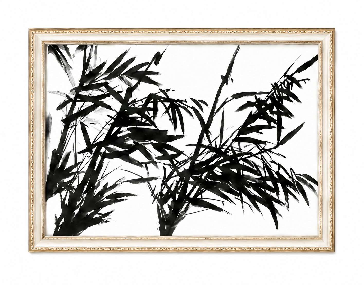 Whispering Bamboo, delicate bamboo branches painted in black ink