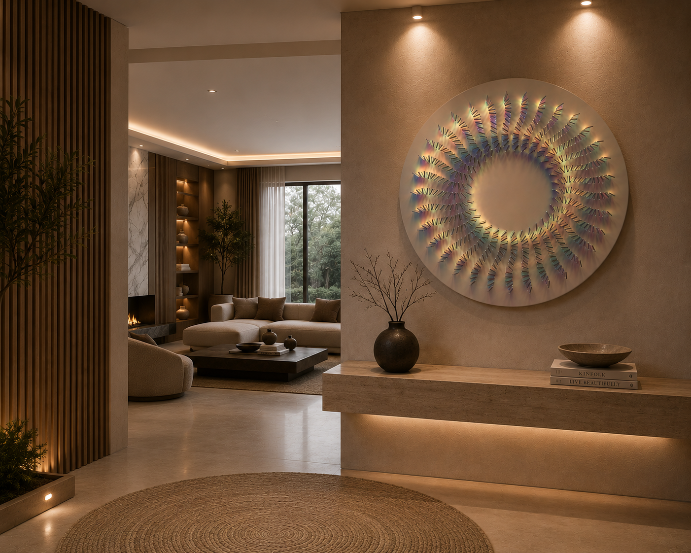 Everlasting Prism, a luminous circular spectrum of iridescent colour