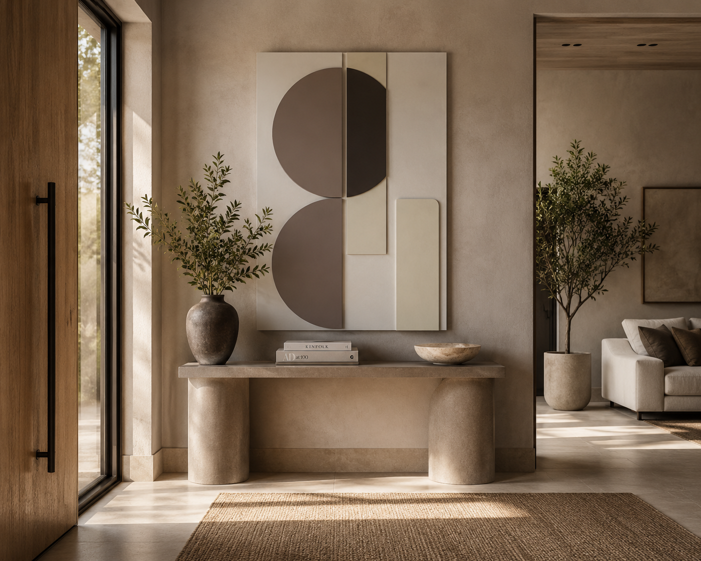 Balanced neutral abstract artwork in soft mineral tones