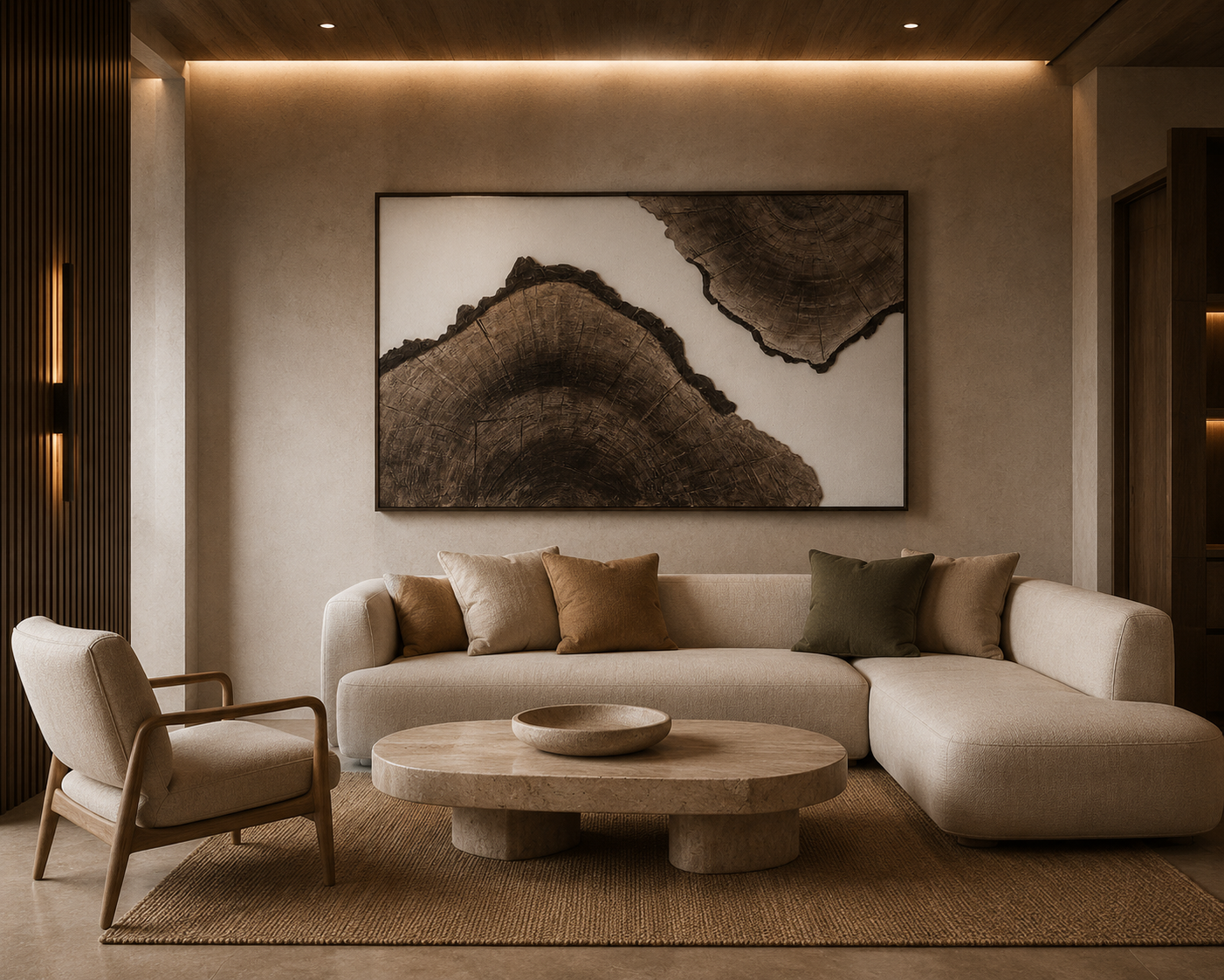 Earth Rings displayed in a calm natural interior
