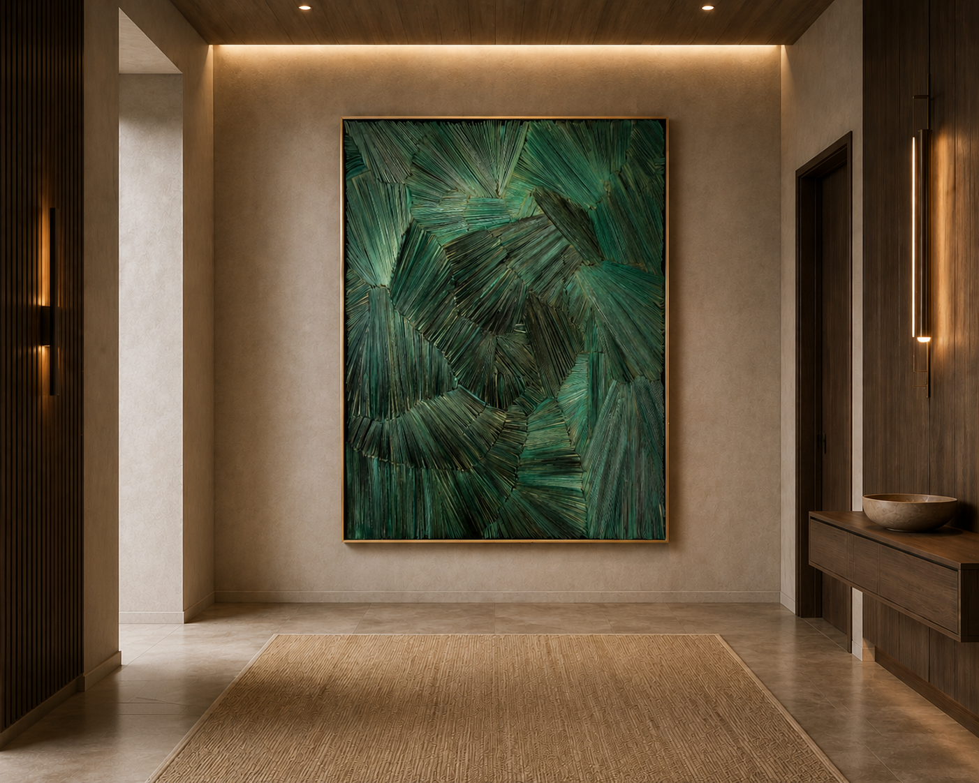 Verdant Flow displayed in a nature-led interior